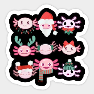 Christmas Axolotls Santa Reindeer Meowy Axolotlmas Animal Lover Xmas Sticker